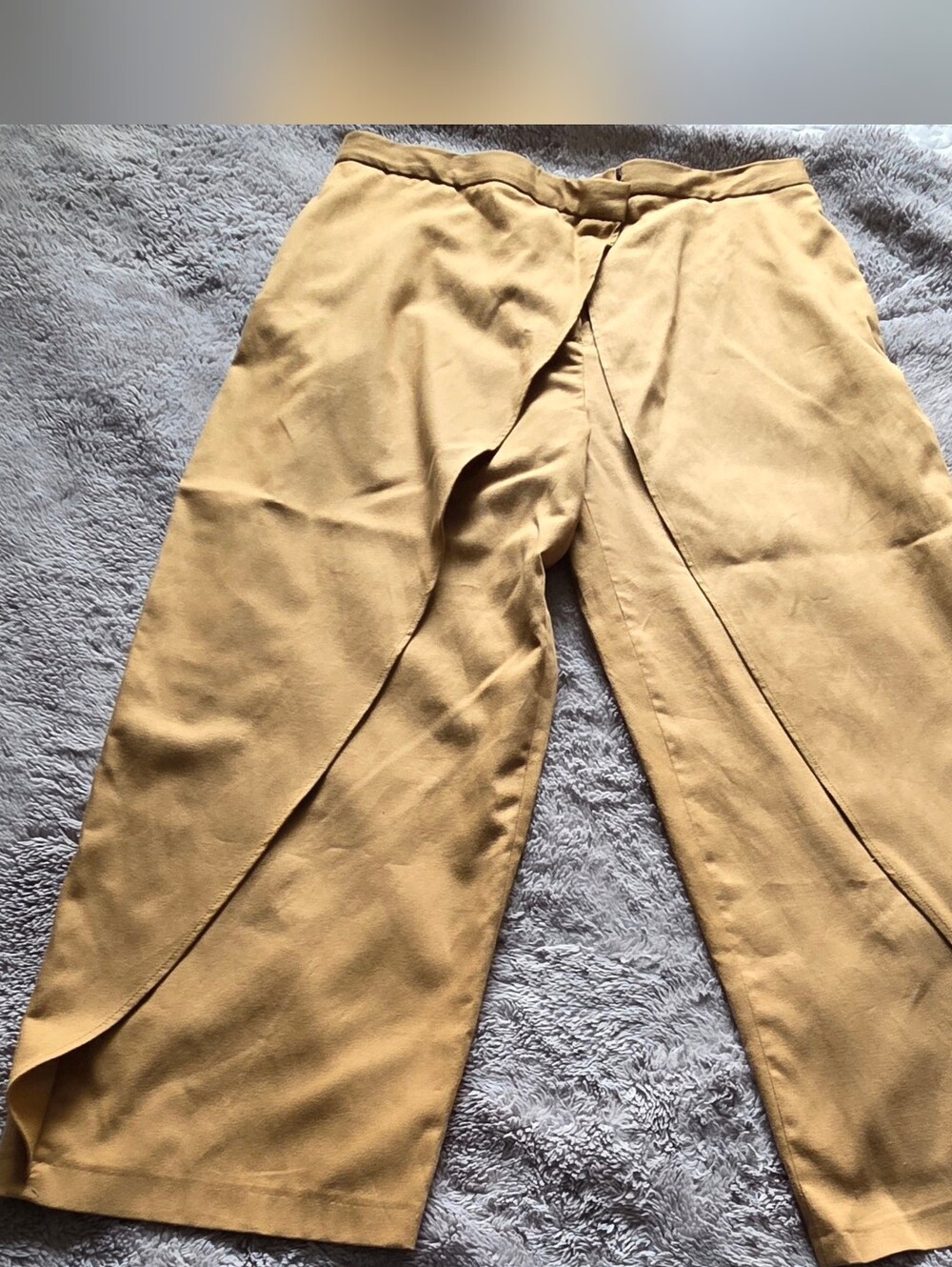 NWOT Zara Camel Wrap-Front Wide Leg Chinos L